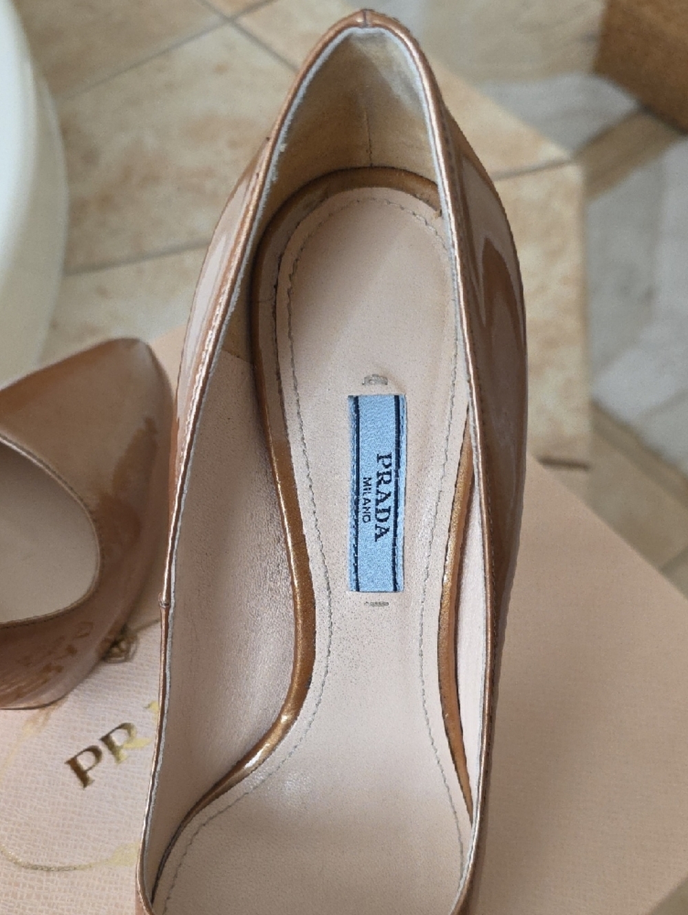 Prada Nude Patent Leather High-Heel Pumps - Picture 2 of 5